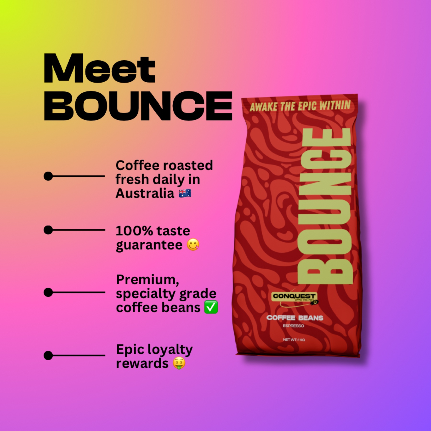 Conquest Coffee Bounce Static Ad System