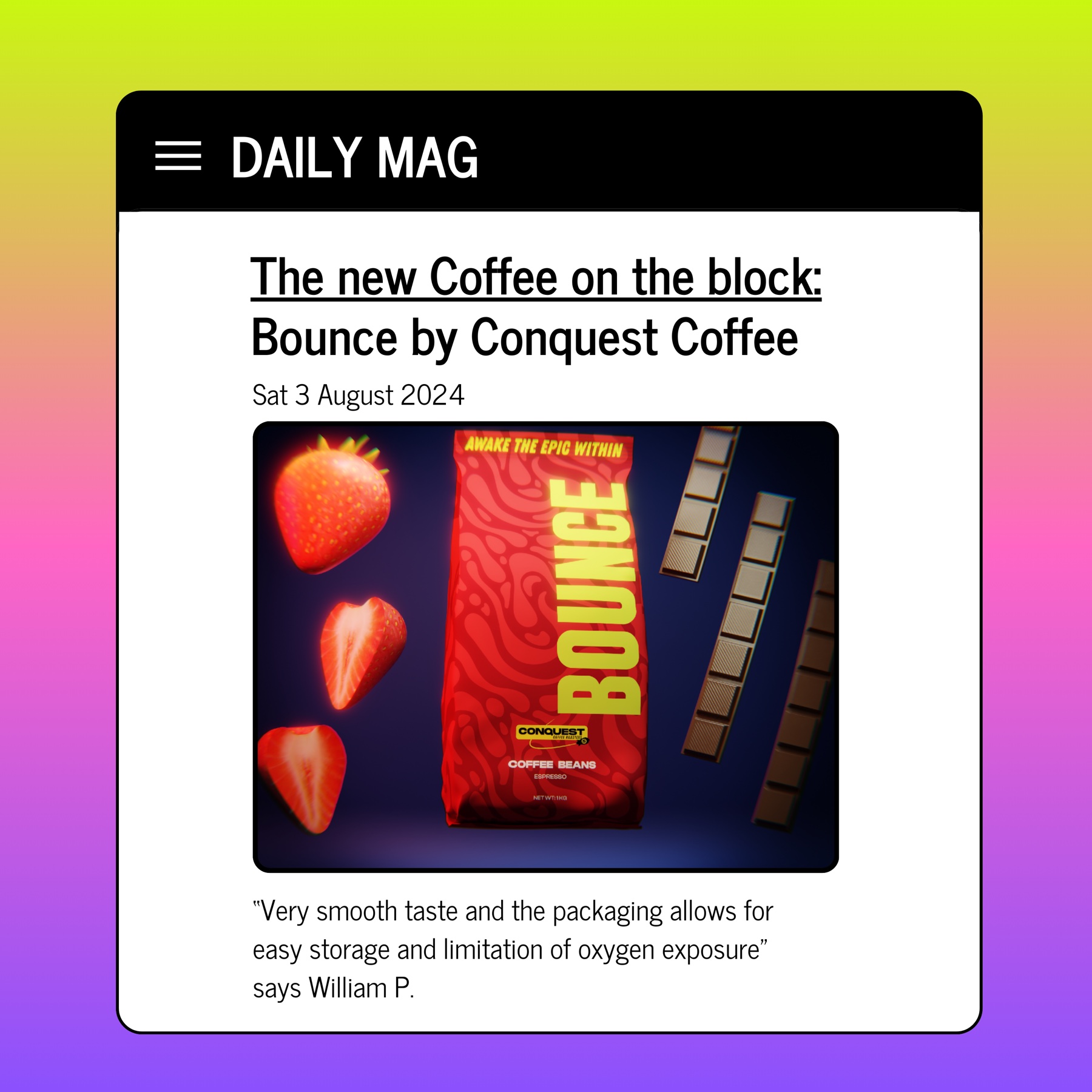 Conquest Coffee Bounce Static Ad System detail 2